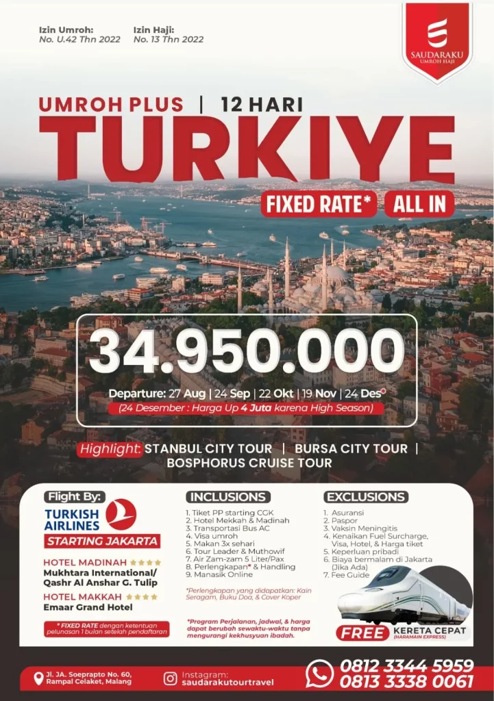 Umroh Plus Turki Travel Saudaraku