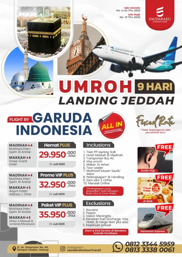 Umroh Reguler 9 Hari Garuda