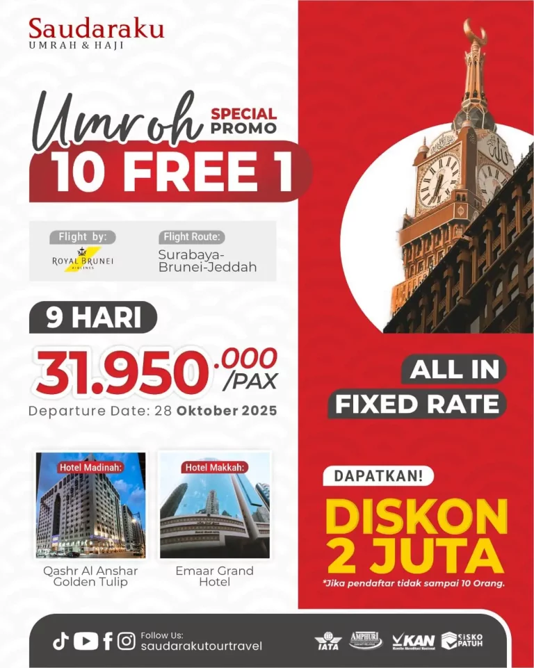 Promo Umroh 9 hari Saudaraku Travel