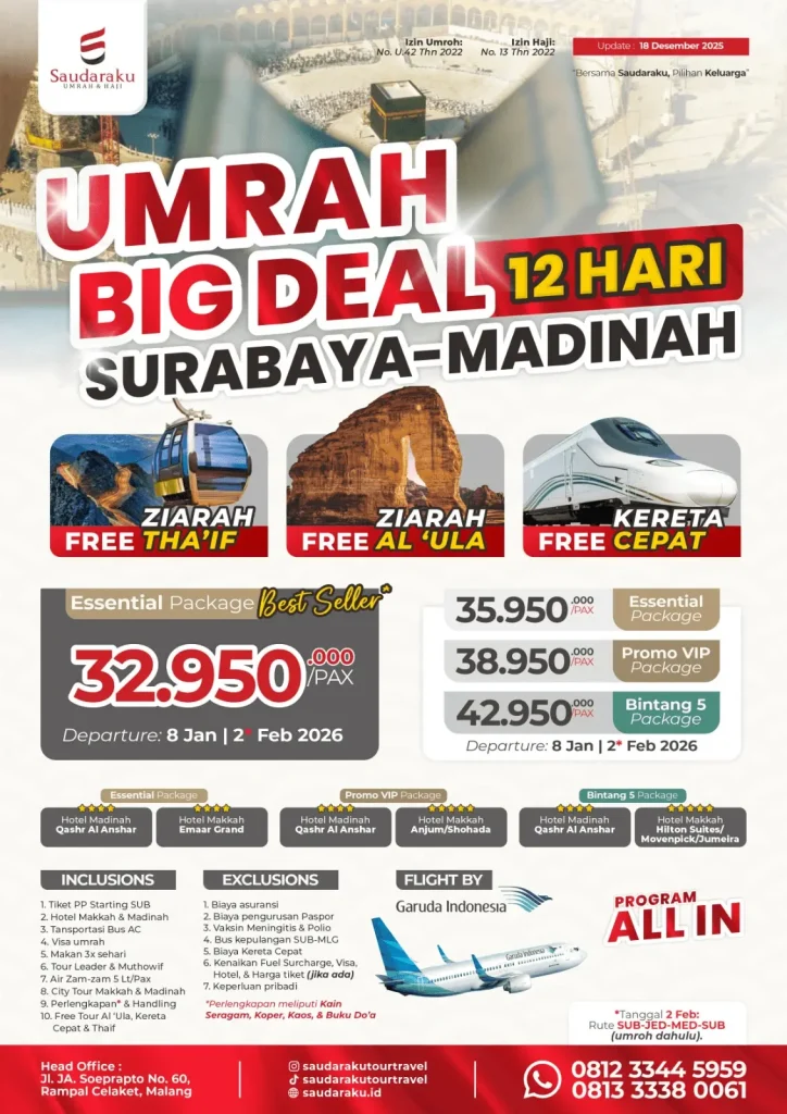 paket umroh 12 hari garuda madinah 2026