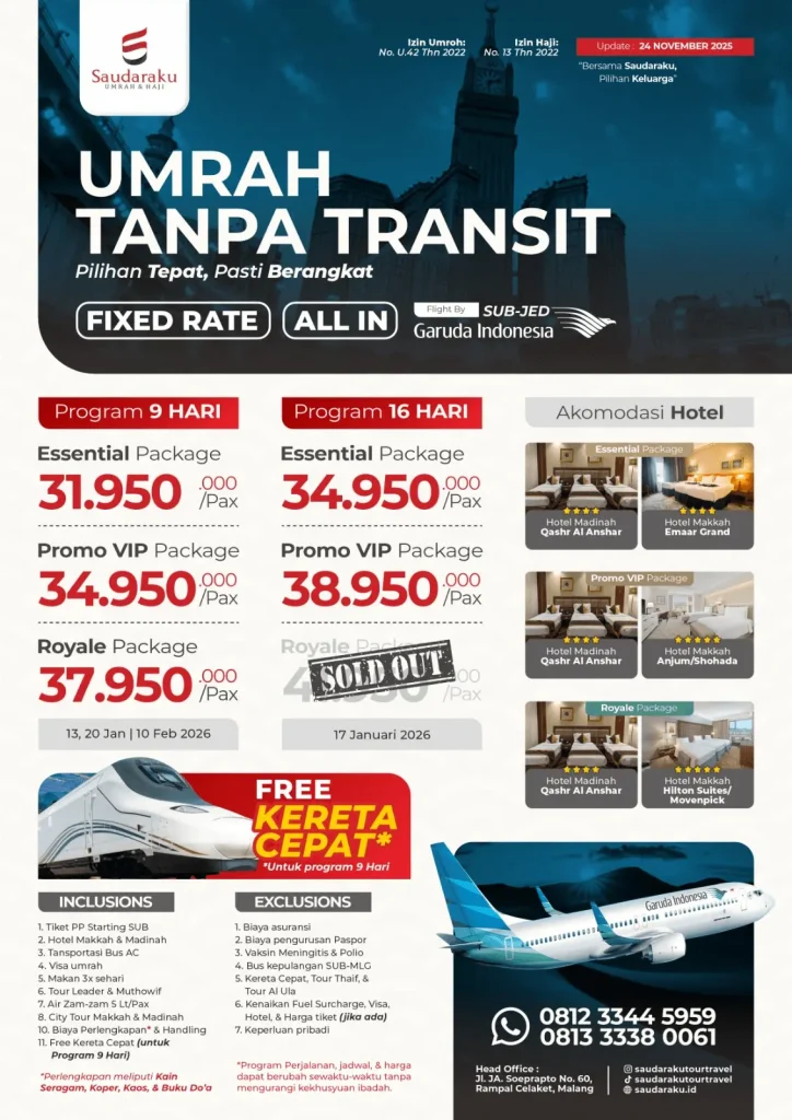 paket umroh 9 hari garuda 2026