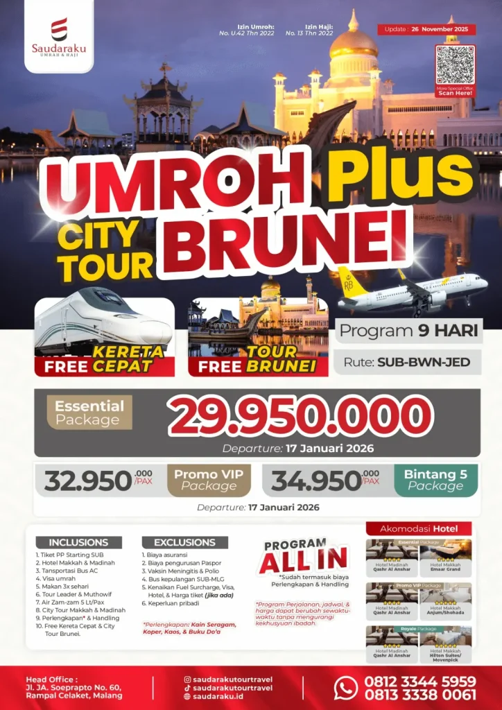 paket umroh 9 hari plus brunei 2026