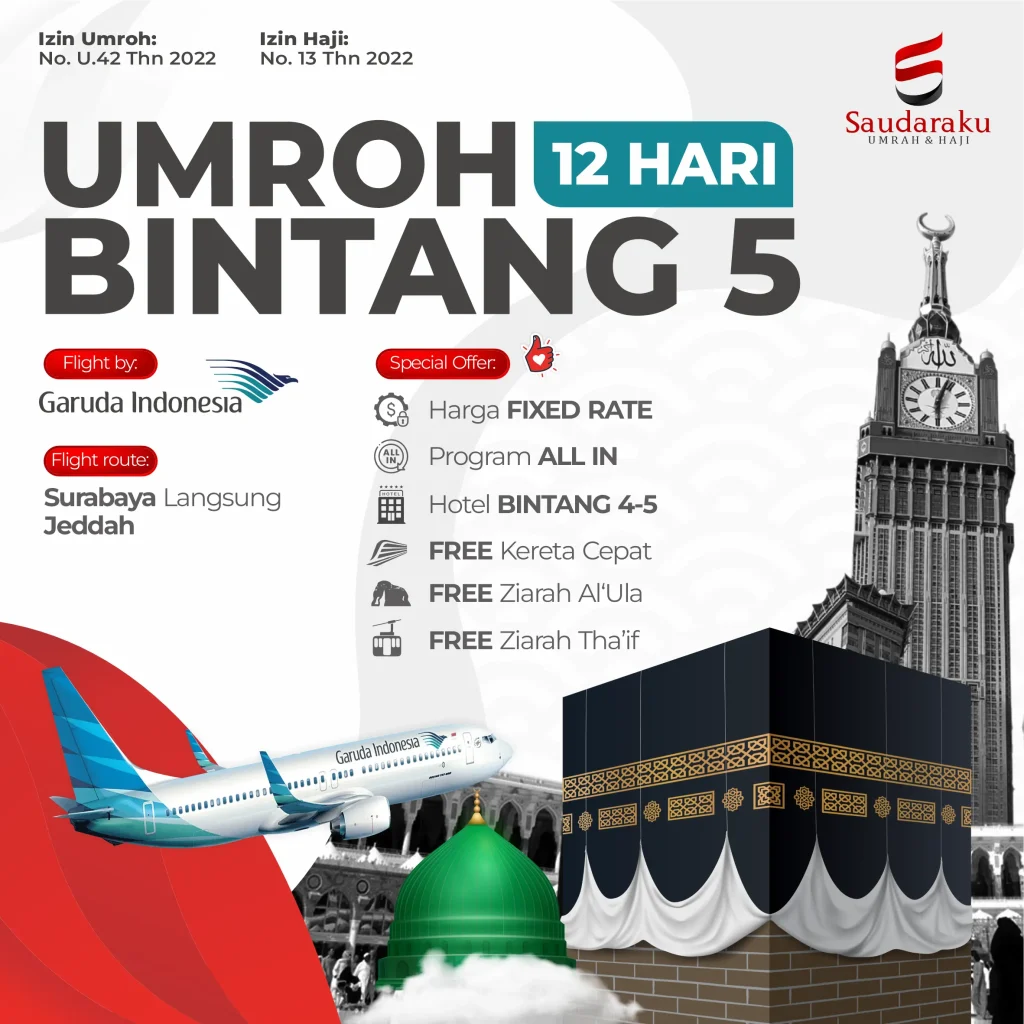 Umroh 12 hari Garuda Bintang 5