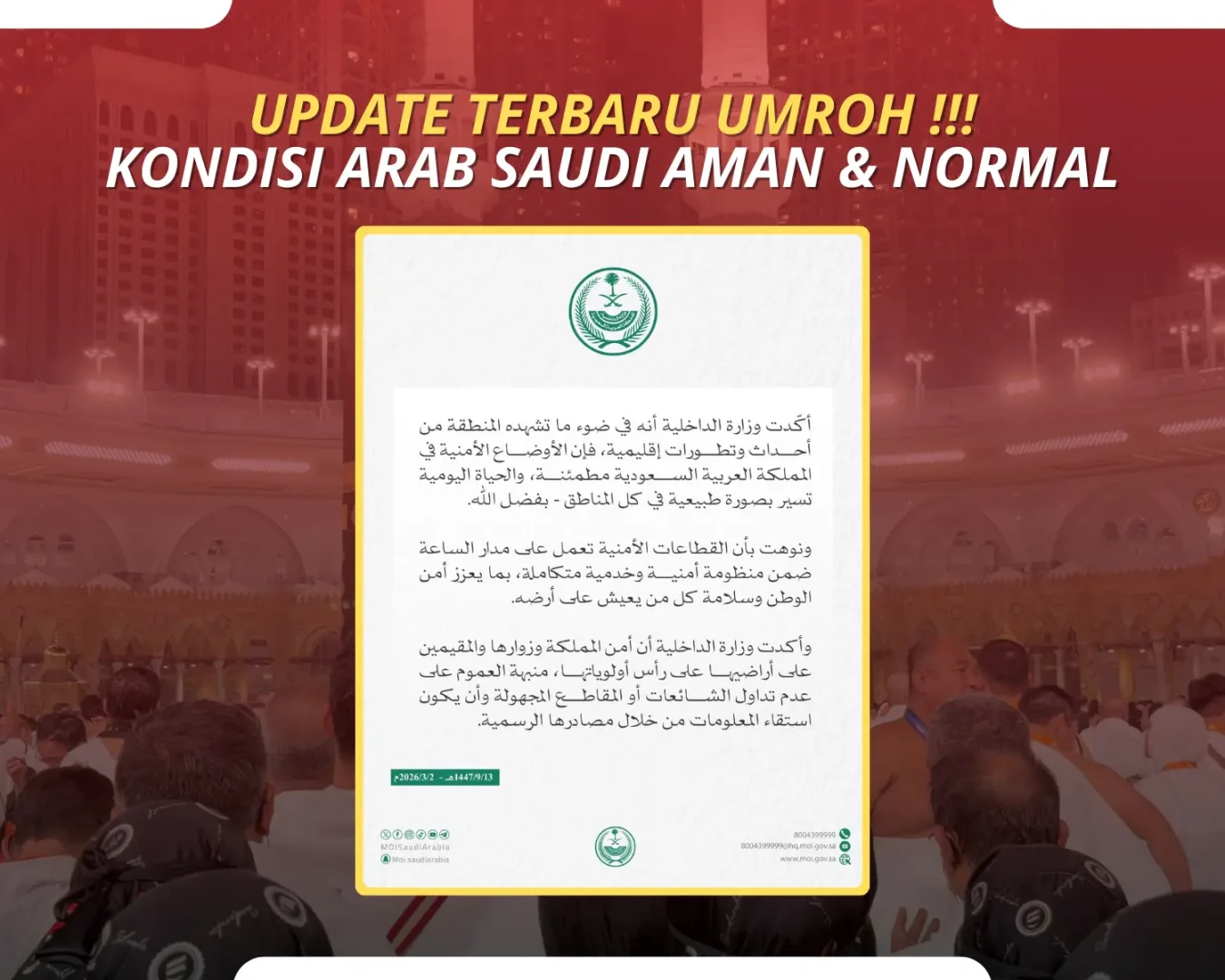 Keamanan umroh di tengah konflik